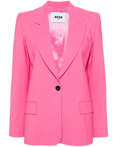 MSGM Single-breasted Peak-lapels Blazer - Pink