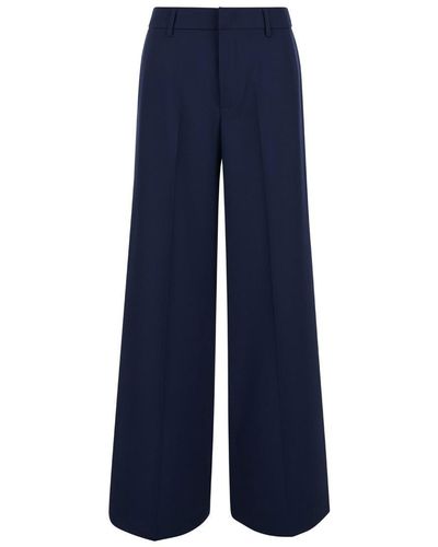 PT Torino Blue Wide Leg Trousers In Polyester Woman