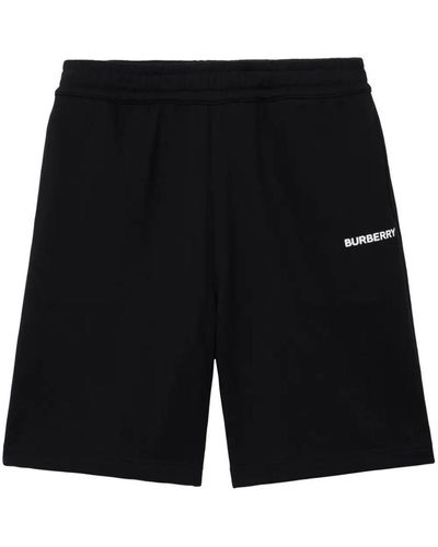 Burberry Logo-print Cotton Track Shorts - Black