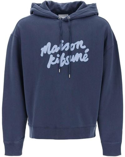 Maison Kitsuné Maison Kitsune Hooded Sweatshirt With Embroidered Logo - Blue