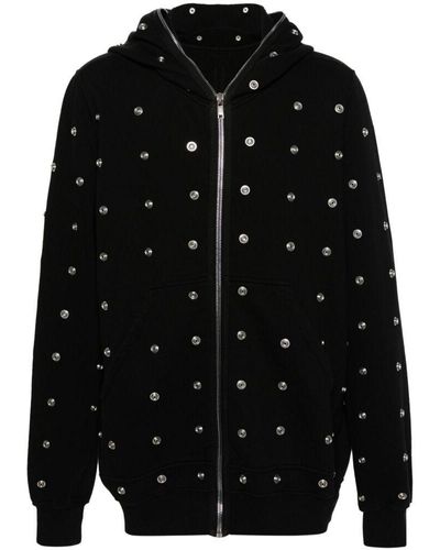 Rick Owens Stud-Detailing Zipped Hoodie - Black