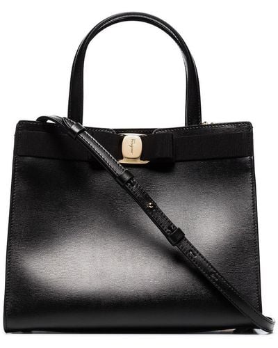 Ferragamo Vara Medium Leather Tote Bag - Black
