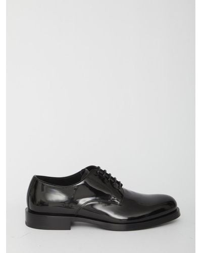 Dolce & Gabbana Black Leather Lace-up Shoes - White