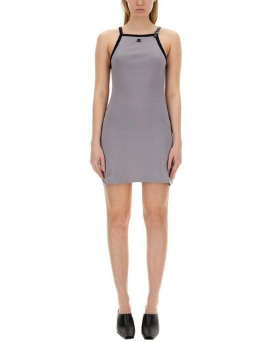 Courreges Dress With Logo - Gray
