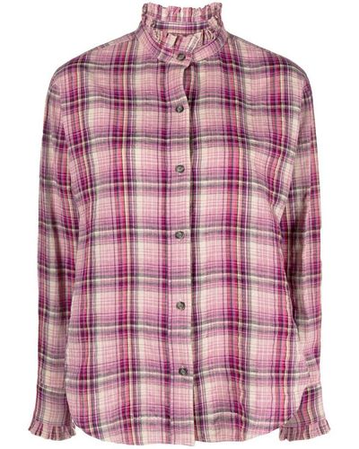 Isabel Marant Saoli Checked Cotton-blend Shirt - Pink