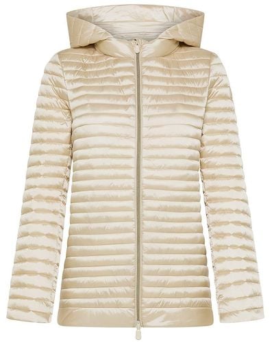 Save The Duck Alima Wide Quilted Short Down Jacket - Natural