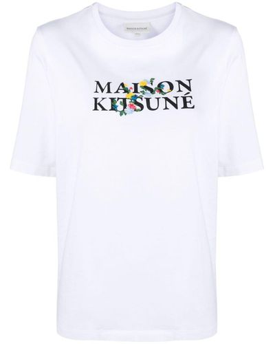 Maison Kitsuné Logo-print Cotton T-shirt - White
