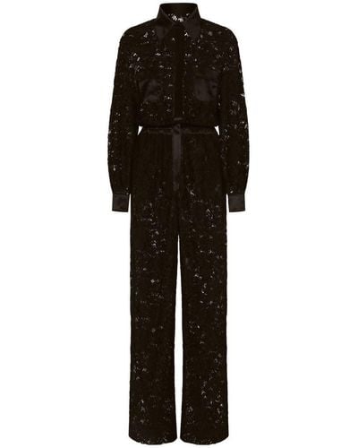 Dolce & Gabbana Lace Long Shirt Jumpsuit - Black