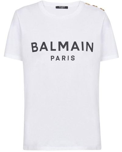 Balmain 3 Btn Printed T-shirt - White