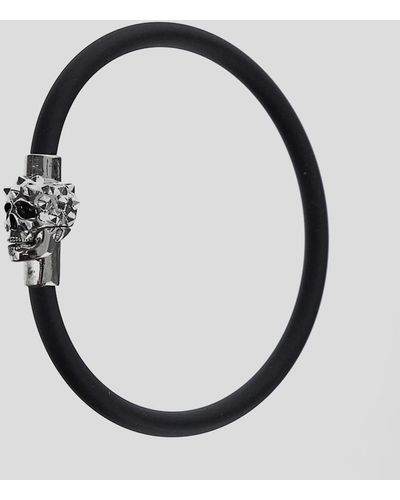 Alexander McQueen Rubber Cord Studded Skull Bracelet - Metallic