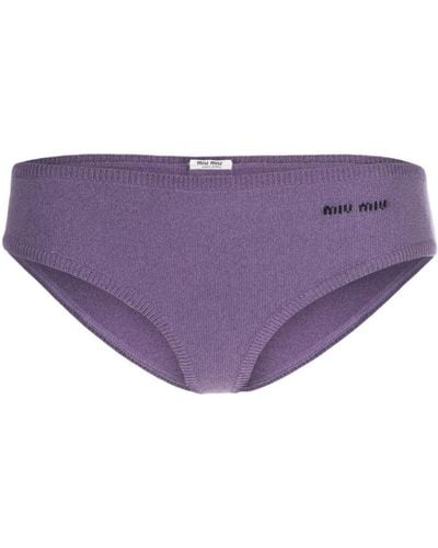 Miu Miu Knitted Mini Shorts - Purple