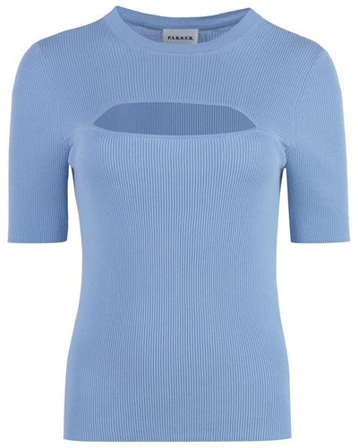 P.A.R.O.S.H. Cotton Knit T-Shirt - Blue