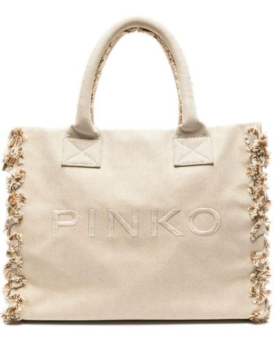 Pinko 'Beach' Fringed Edge Cotton Bag - Natural