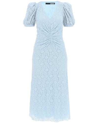 ROTATE BIRGER CHRISTENSEN Midi Lace Dress With Puffed Sleeves - Blue