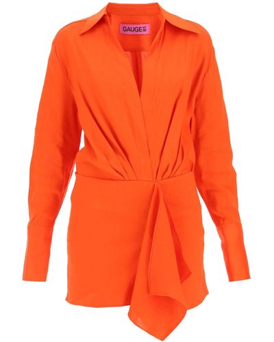 GAUGE81 'cusco' Linen Canvas Mini Dress - Orange