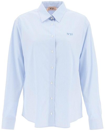 N°21 Striped Shirt With Jewel Buttons - Blue