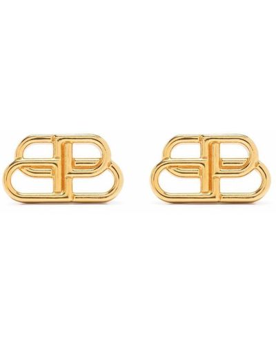 Balenciaga Bb Button Earrings Small Accessories - Metallic