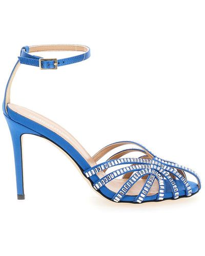 Semicouture Light Sandals With Baguette Rhinestones - Blue