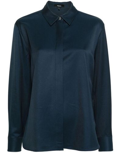 Theory Faille Long-Sleeved Shirt - Blue