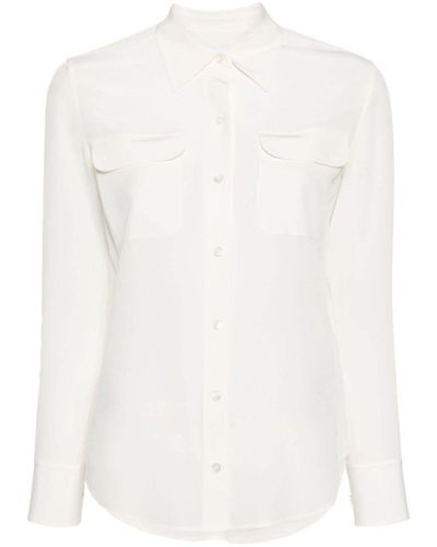 Equipment Slim Fit Silk Shirt - White