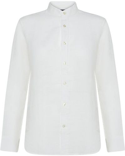 Peuterey Tamerice Linen Shirt With Mandarin Collar - White