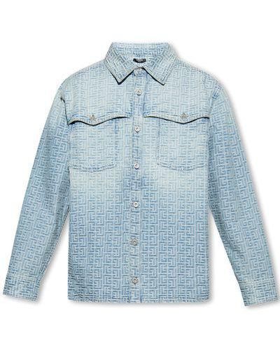 Balmain Jacquard Button Shirt - Blue