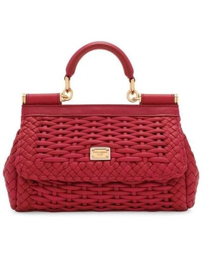 Dolce & Gabbana Sicily Small Leather Handbag - Red