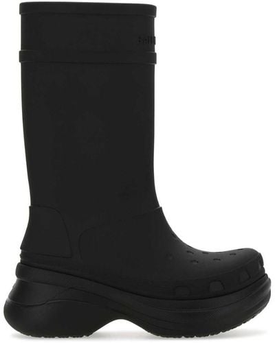 Balenciaga Black Rubber Crocs Boots