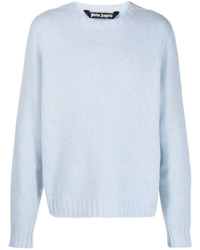 Palm Angels Logo-intarsia Sweater - Blue