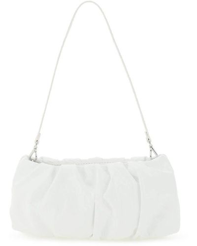Staud Shirley Mini Snake-effect Leather Shoulder Bag In Cream Contrast
