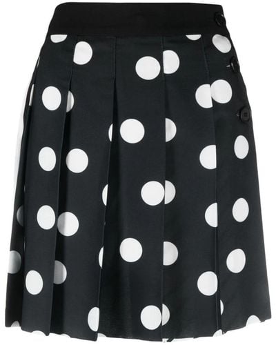 MSGM Polka Dot Pleated Mini Skirt - Black