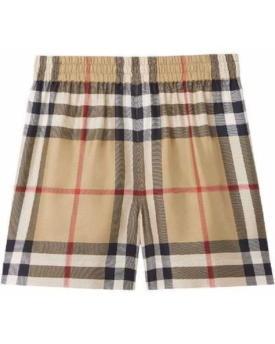 Burberry Silk Vintage Check Shorts - Natural