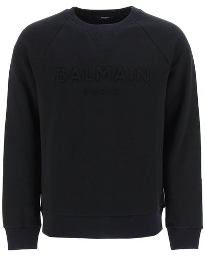 Balmain Hoodie With Embossed Logo - Black