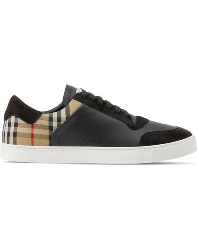 Burberry Stevie Suede Leather Sneakers - Black