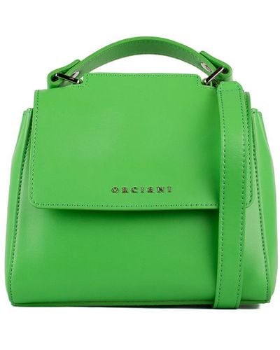 Orciani Mint Leather Sveva Mini Hand Bag With Shoulder Strap - Green