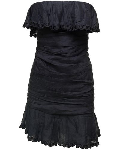 Isabel Marant Off-Shoulder Minidress With Ruches Detail - Black