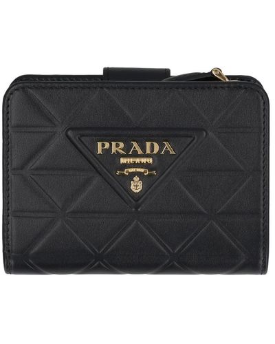 Prada Small Leather Flap-over Wallet - Black