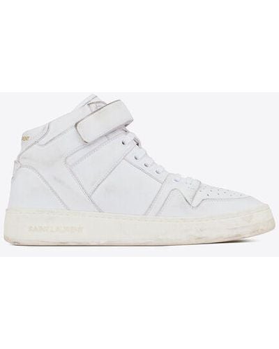 Saint Laurent Raffia Lace Up Sneakers - White