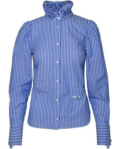 MSGM Striped Cotton Shirt - Blue