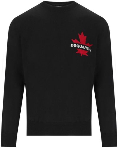 DSquared² Black Crewneck Sweater With Logo