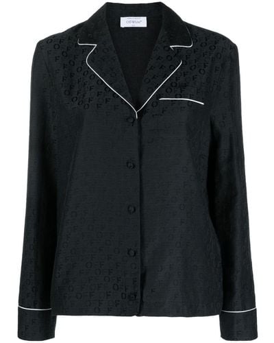 Off-White c/o Virgil Abloh Logo-jacquard Satin Pyjama Shirt - Black