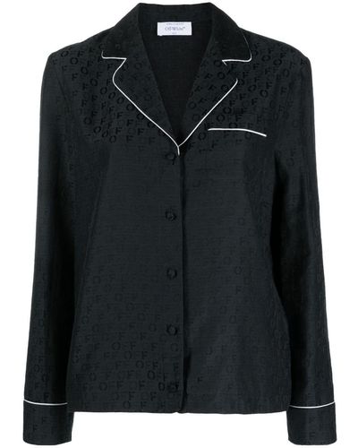Off-White c/o Virgil Abloh Logo-jacquard Satin Pajama Shirt - Black