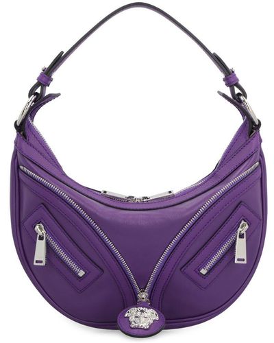 Versace Repeat Leather Shoulder Bag - Purple