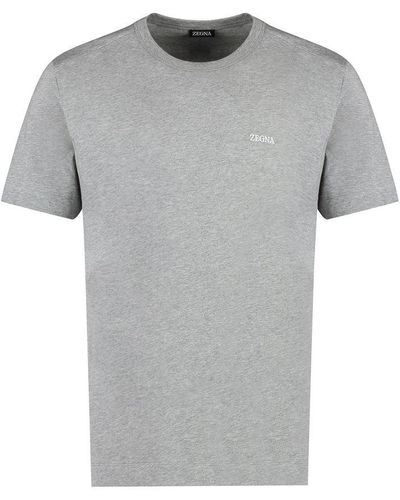 Zegna Logo Cotton T-shirt - Grey