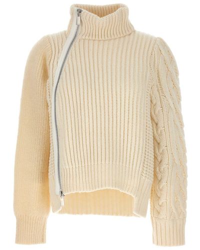 Sacai Zip Detail Sweater Sweater, Cardigans - Natural