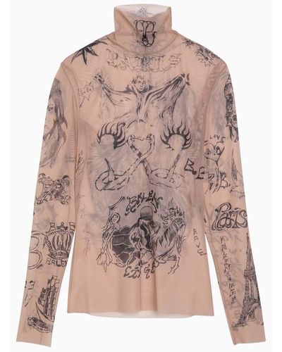 Balenciaga Light Tulle Tat T-Shirt - Pink