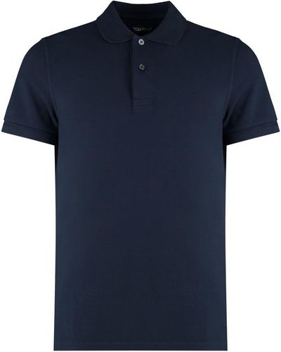 Tom Ford Short Sleeve Cotton Polo Shirt - Blue
