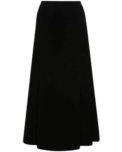 Closed Knitted Midi Skirt - Black