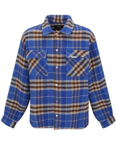 Represent Initial Print Flannel Shirt - Blue