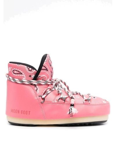 Alanui X Moon Boot Bandana-print Boots - Pink
